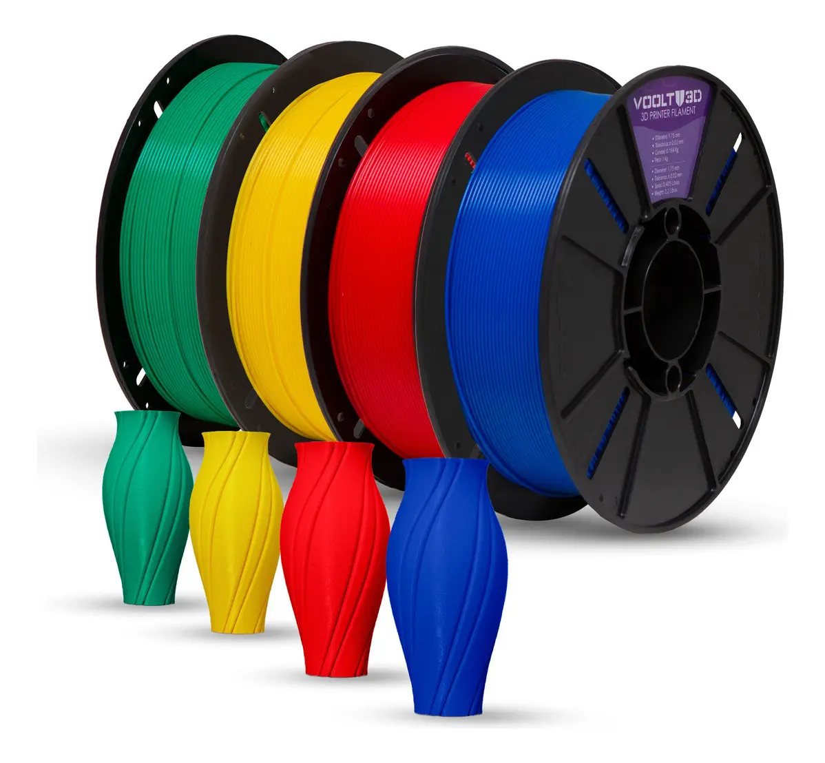 Filamento PLA Cores Sólidas VOOLT3D — bobinas de 1kg em várias cores